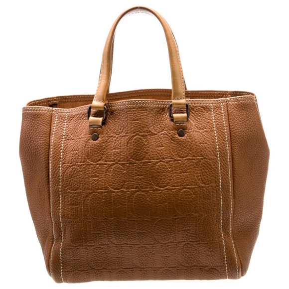 Carolina Herrera Embossed Leather Tote - Picture 1 of 8